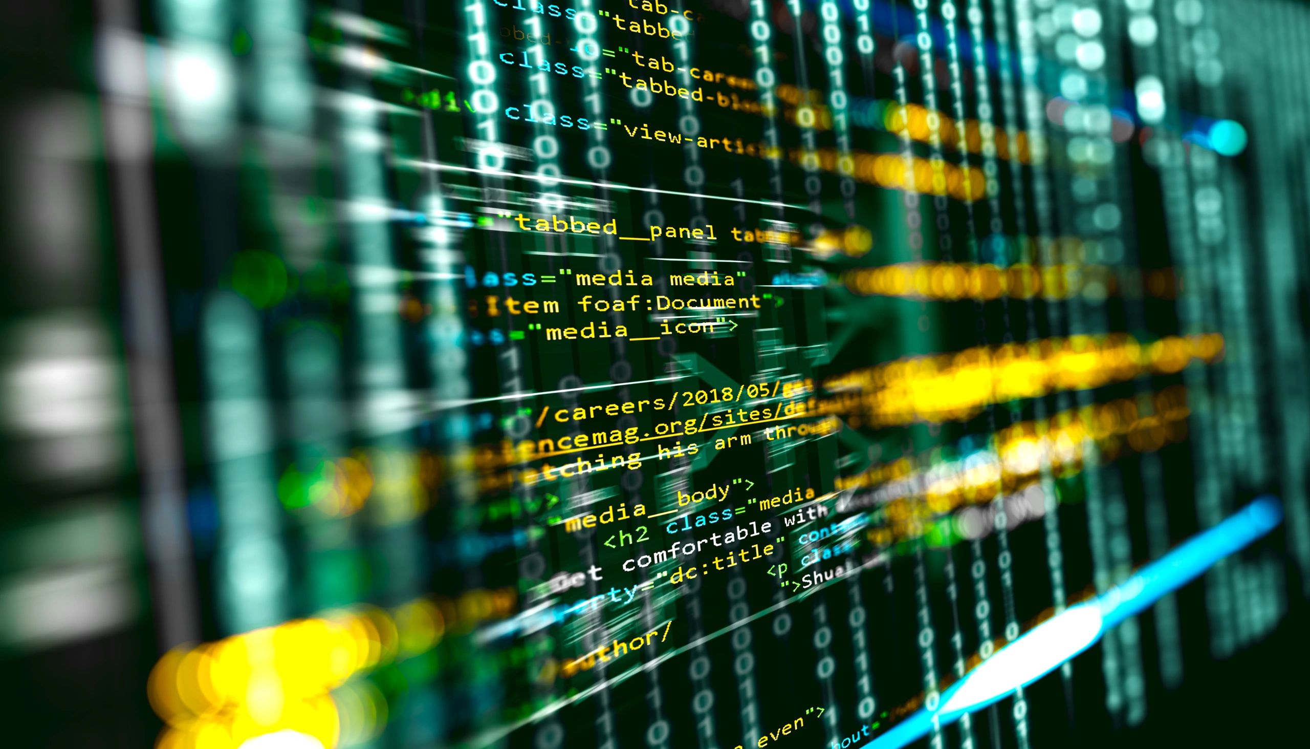Blurred code and software architecture stream